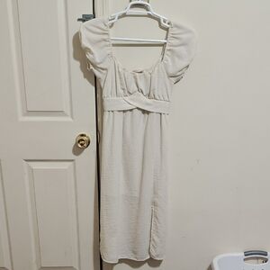 Classic Cream Empire-Waist Midi Dress - Women